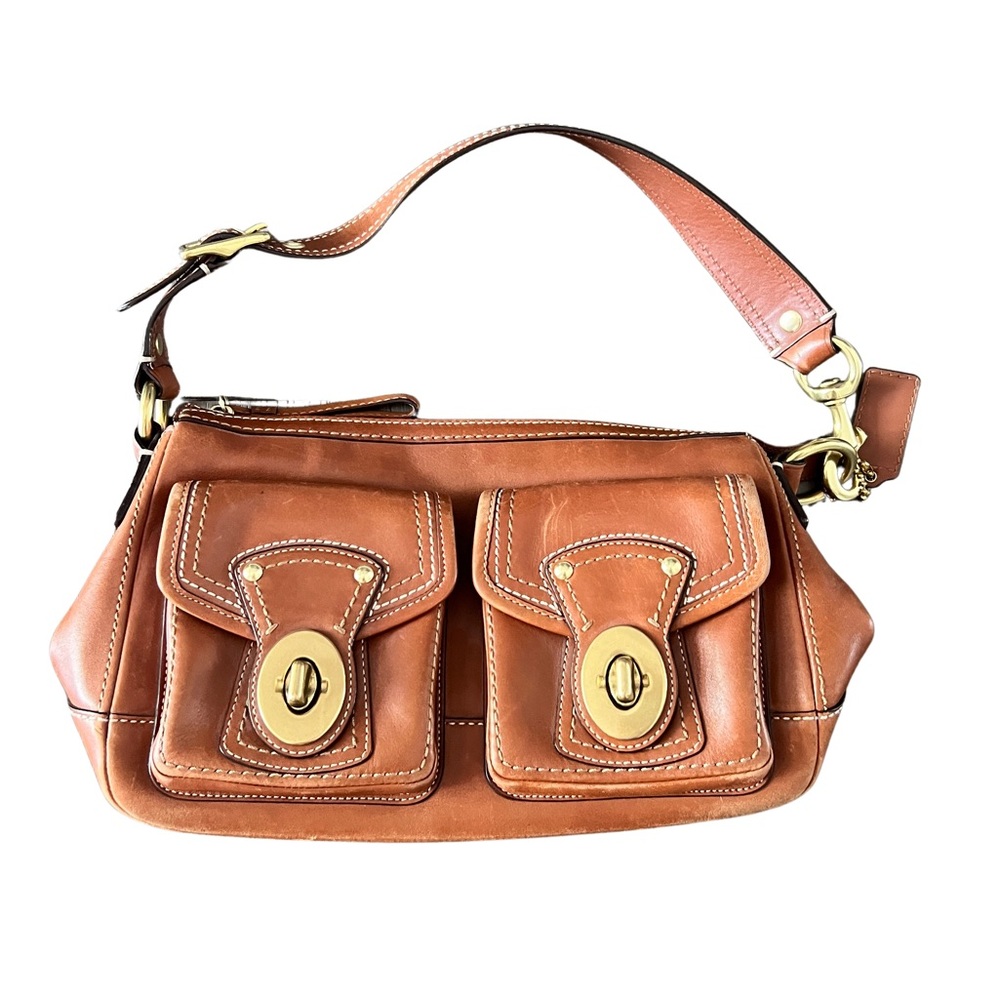 Coach Tan Shoulder Bag with Gold Accents